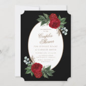 Invitation Elégant Black & Gold Red Floral Couple's Shower (Devant)