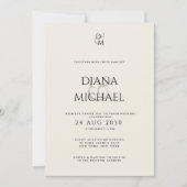 Invitation Elegant Black & Ivory Monogram Wedding Photo (Devant)