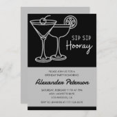 Invitation Elégant Black Men Cocktail 47e anniversaire (Devant / Derrière)