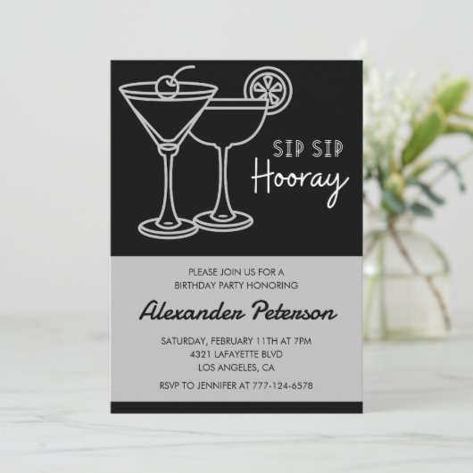 Invitation Elégant Black Men Cocktail 66e anniversaire (Debout devant)