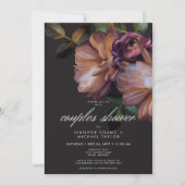 Invitation Elégant Black Moody Couples Floral Douche (Devant)
