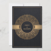 INVITATION ÉLÉGANT BLACK OR CLASSIQUE ORNATE MANDALA MARIAGE (Dos)