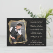 Invitation Élégant Black Photo Party Graduation (Debout devant)