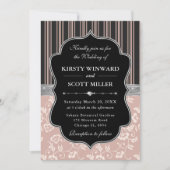 Invitation Elegant Black Pink Frame Floral Wedding (Devant)