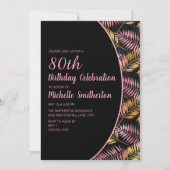 Invitation Elégant Black Pink Gold 80e anniversaire (Devant)