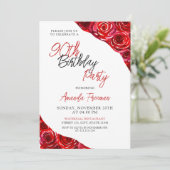 Invitation Elégant Black & Red Rose 90e anniversaire (Debout devant)