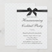 Invitation Élégant Black Ribbon Houseéchant Cocktail Party (Devant / Derrière)