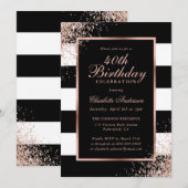 Invitation Elégant Black Rose Gold Confetti 40e anniversaire (Devant / Derrière)