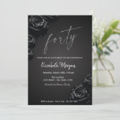 Invitation Elégant Black Rose gothique 40e anniversaire (Debout devant)