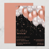 Invitation Elégant Black Rose or Dîner 88e anniversaire (Devant / Derrière)