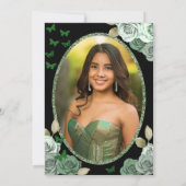 Invitation Elegant Black Sage Green Rose 18th Birthday Debut  (Dos)