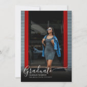 Invitation Elégant Black Shadow 3 Décontracté Photo Graduatio (Devant)