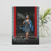 Invitation Elégant Black Shadow 3 Décontracté Photo Graduatio (Debout devant)