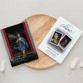 Invitation Elégant Black Shadow 3 Décontracté Photo Graduatio