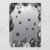 Invitation Elegant Black Silver Balloons Retirement Party (Dos)