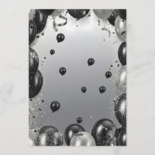 Invitation Elegant Black Silver Balloons Retirement Party (Dos)