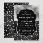 Invitation Elegant Black & Silver Diamonds Wedding (Devant / Derrière)