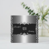 Invitation Elégant Black Silver Giraffe Bijou d'impression 40 (Debout devant)
