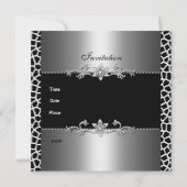 Invitation Elégant Black Silver Giraffe Bijou d'impression 40 (Dos)