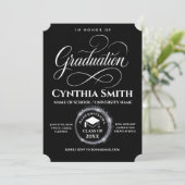 Invitation Elegant Black & silver Graduation  (Debout devant)