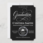 Invitation Elegant Black & silver Graduation  (Devant)