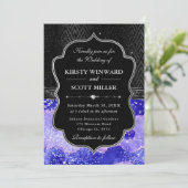 Invitation Elegant Black Silver Purple Agate Glitter Wedding (Debout devant)