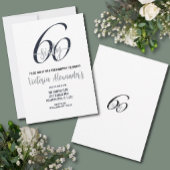 Invitation Elegant Black Silver Script 60th Birthday