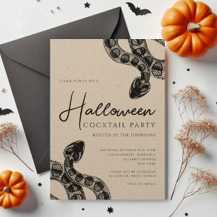 Invitation Elégant Black Snakes Cocktail Party Halloween