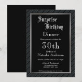 Invitation Elégant Black Surprise 30e anniversaire Dîner (Devant / Derrière)