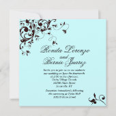 Invitation Élégant Black Swirl - vert de l'océan (Devant)