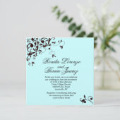 Invitation Élégant Black Swirl - vert de l'océan (Debout devant)