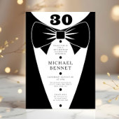 Invitation Elegant Black Tuxedo 30th Birthday