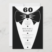 Invitation Elegant Black Tuxedo 60th Birthday (Devant)
