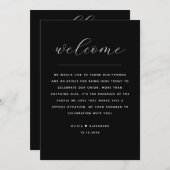 Invitation Elegant Black Wedding Weekend Timeline & Welcome (Devant / Derrière)