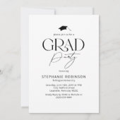 Invitation Elegant Black & White 4 Photo Graduation Party (Dos)