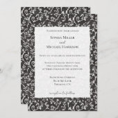 Invitation Elegant Black White Abstract Wedding (Devant / Derrière)