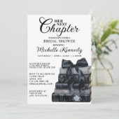 Invitation Elegant Black & White Book Themed Bridal Shower  (Debout devant)