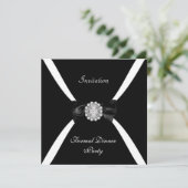 Invitation Elegant Black White Bow Cravate (Debout devant)