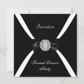 Invitation Elegant Black White Bow Cravate (Devant)
