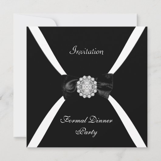 Invitation Elegant Black White Bow Cravate (Devant)