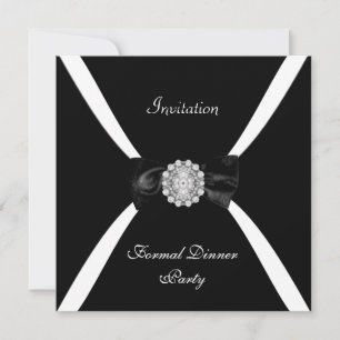 Invitation Elegant Black White Bow Cravate