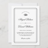 Invitation Elegant black, white branch and border wedding (Devant)