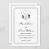 Invitation Elegant black, white branch and QR code wedding (Devant / Derrière)