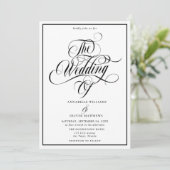 Invitation Elegant Black & White Classic Photo Wedding  (Debout devant)