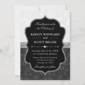 Invitation Elegant Black White Frame Floral Wedding (Devant)