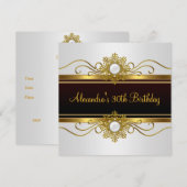 Invitation Elégant Black White Gold Jewel 30e anniversaire (Devant / Derrière)