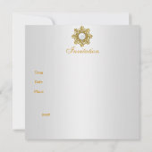Invitation Elégant Black White Gold Jewel 30e anniversaire (Dos)