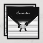 Invitation Elegant Black White Jewel Diamond (Devant / Derrière)
