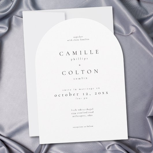 Invitation Elegant Black White Minimalist Arch Wedding