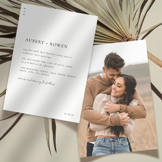 Invitation Elegant Black & White Minimalist Photo Wedding